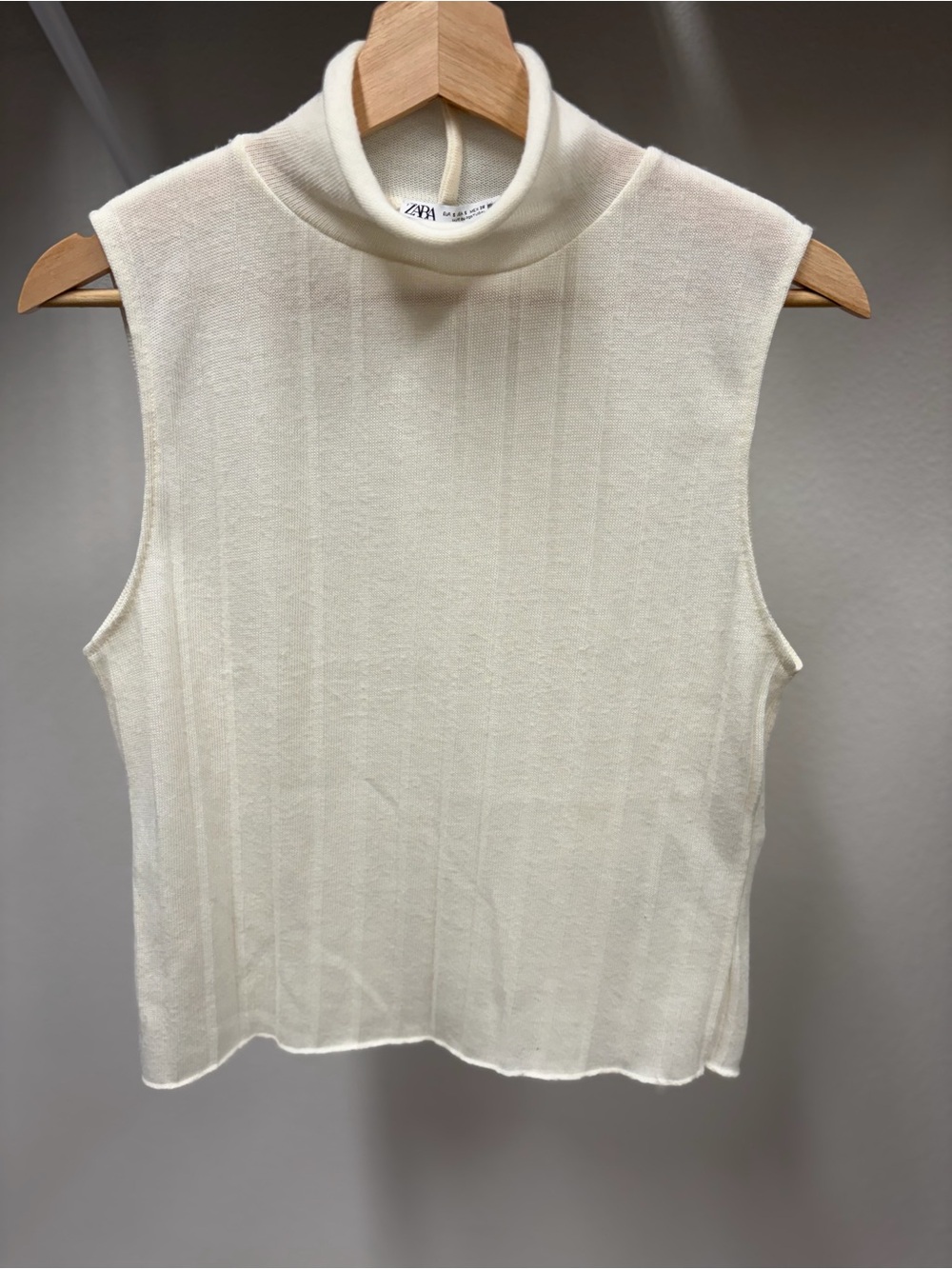Zara Ivory Sleeveless Mock Neck Tank